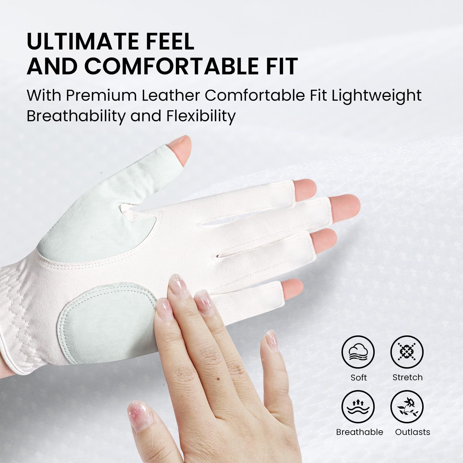 Stylish Women'S Golf Glove with Soft Leather and Ball Marker for All Weather