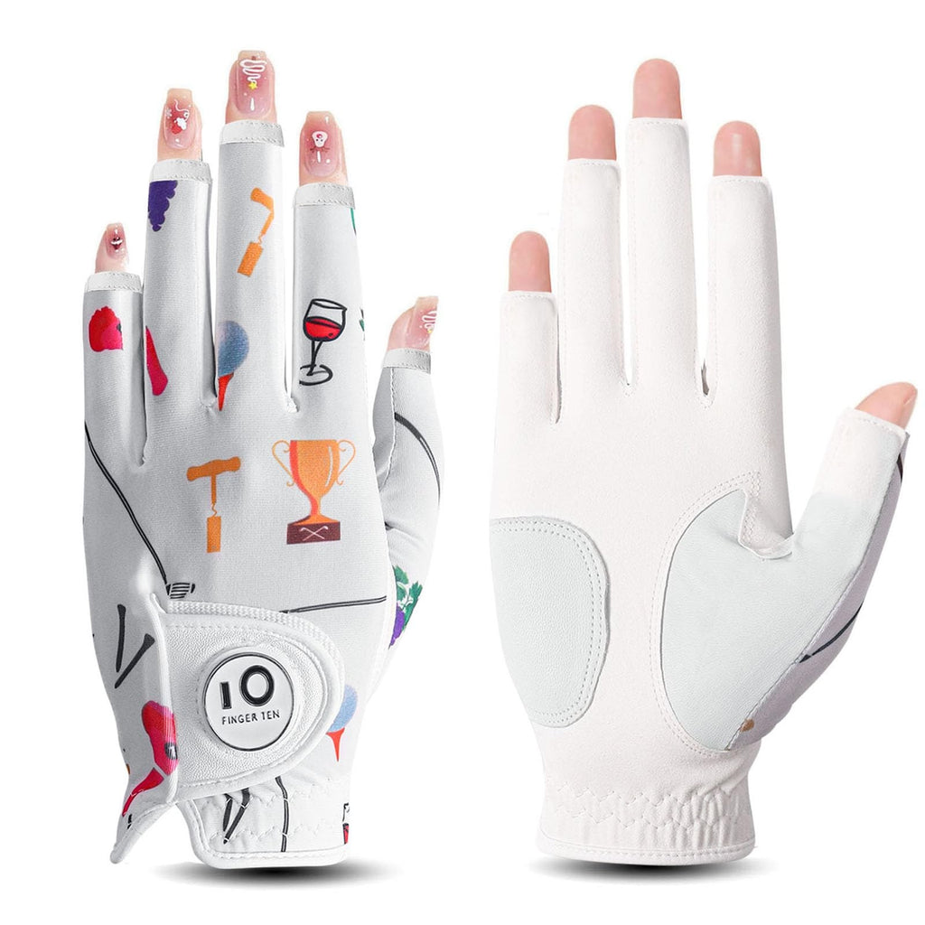 Stylish Women'S Golf Glove with Soft Leather and Ball Marker for All Weather