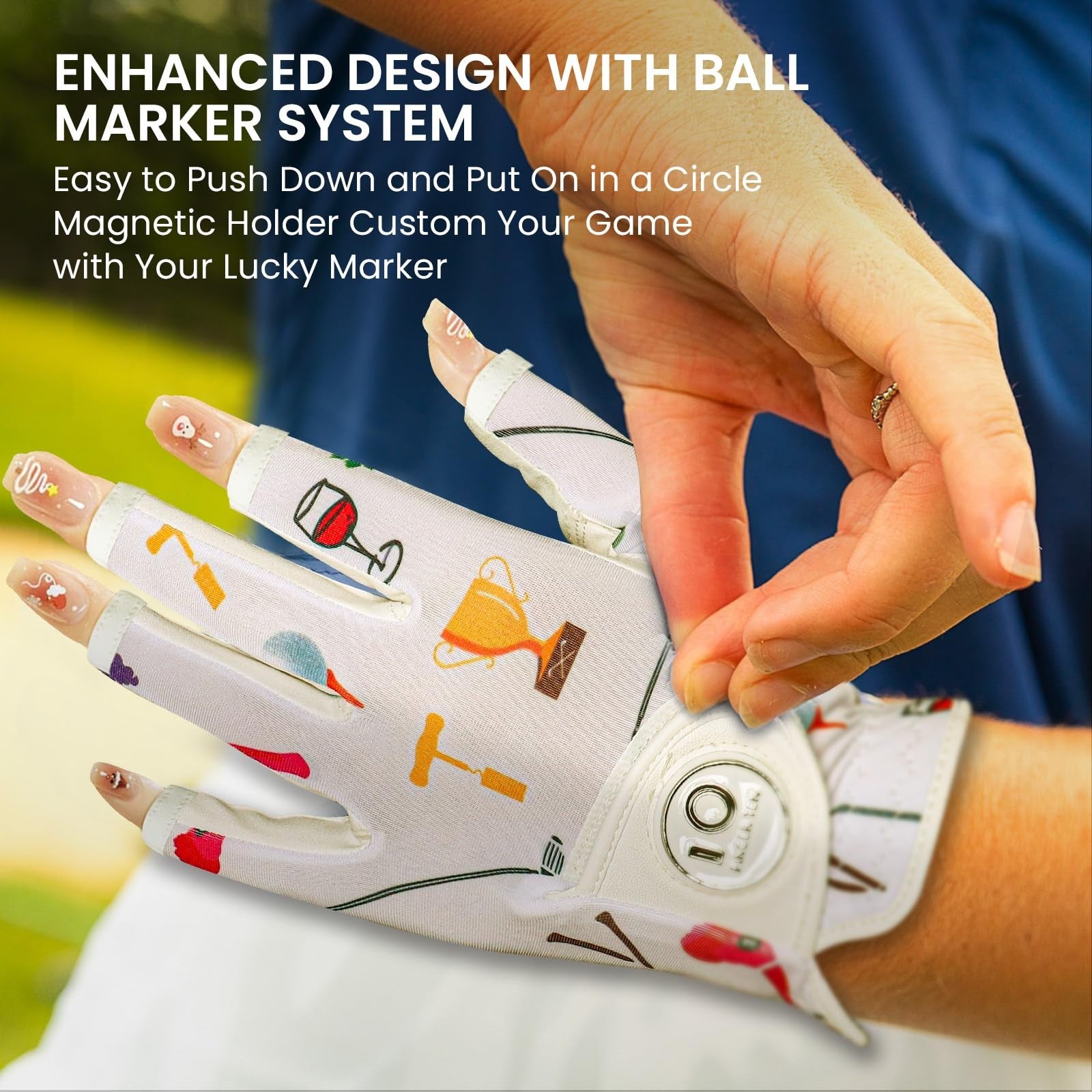 Stylish Women'S Golf Glove with Soft Leather and Ball Marker for All Weather